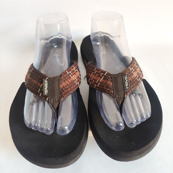 Teva Flip Flops Mens Brown 9 Plaid Mush II Original Sandal Lightweight Quick Dry - Picture 6 of 11